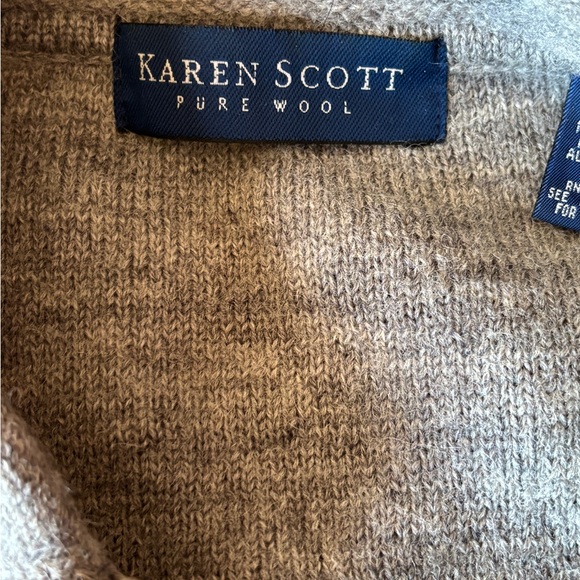 Karen Scott Pure Wool Sweater Full Zip Jacket with Floral Embroidered Accents - Picture 4 of 6